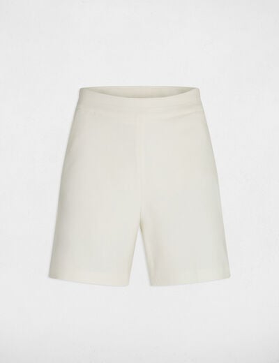 High-waisted straight shorts with darts ecru women
