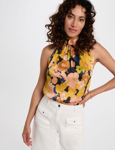 Fluid top with high neck multicolor women