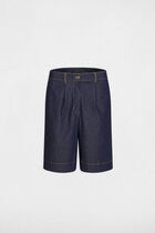 Wide denim shorts raw denim women