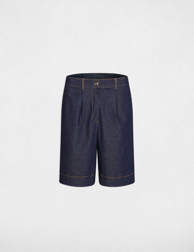Wide denim shorts raw denim women