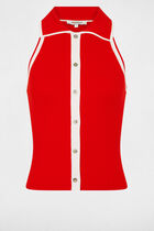 Fitted sweater with turned-down collar bright red women