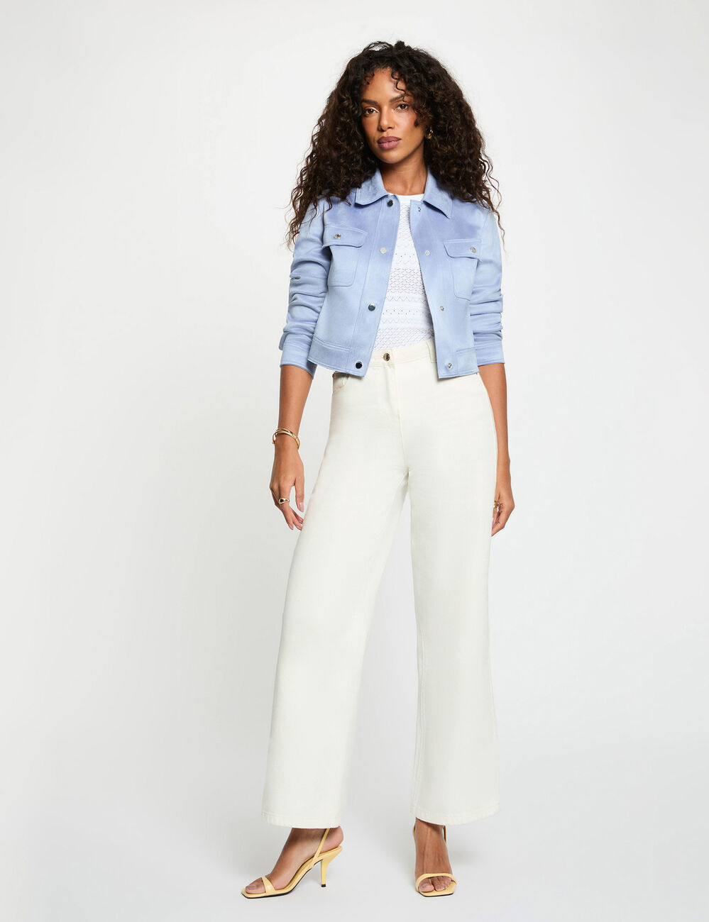 Fitted suede jacket lavender blue women
