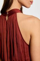 Maxi loose A-line dress cognac brown women