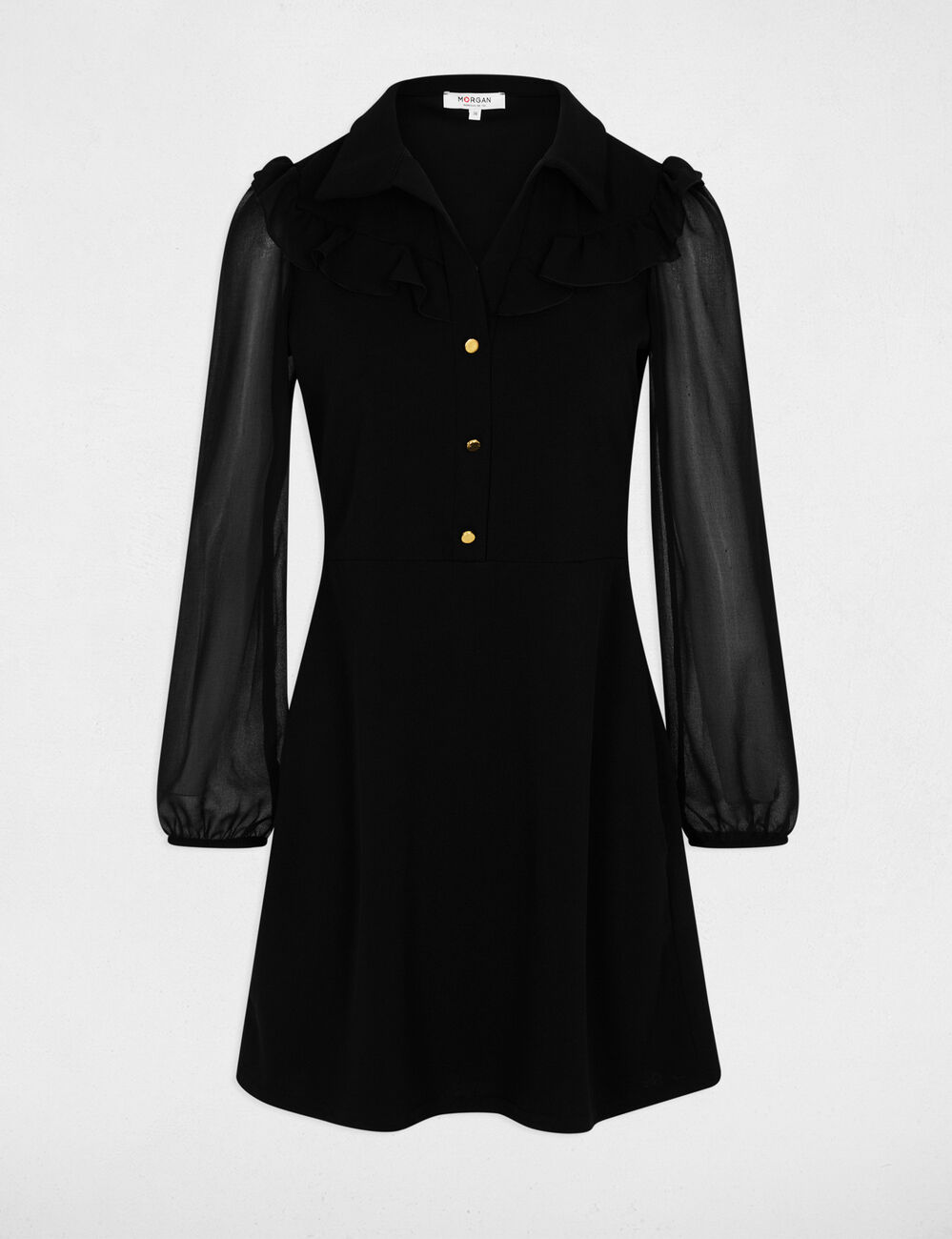 Short dress with lapel collar black women