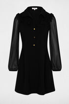 Short dress with lapel collar black women