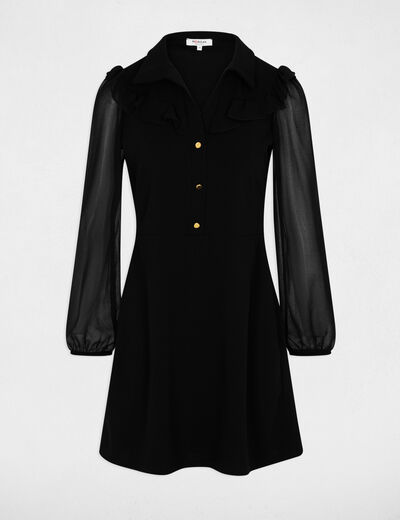 Short dress with lapel collar black women