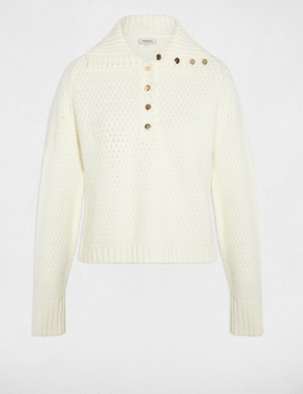sweater with a folded collar white women Sweater with a folded collar white women