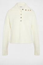 sweater with a folded collar white women Sweater with a folded collar white women