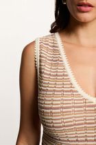Fitted v-neck sweater beige women
