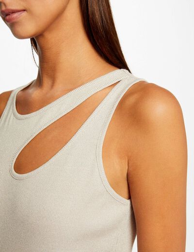 Vest top with opening on shoulder ivory ladies'