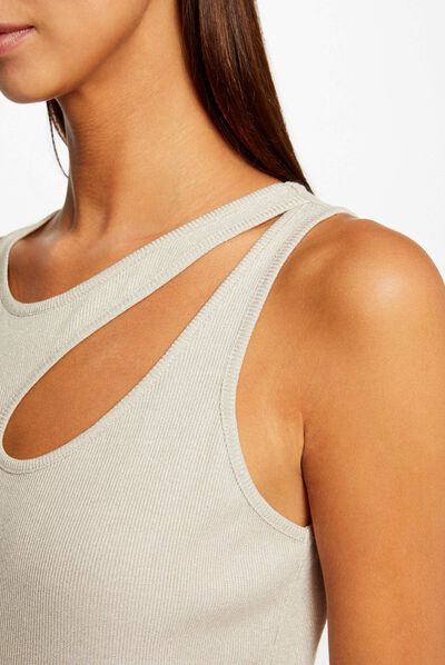 Vest top with opening on shoulder ivory ladies'