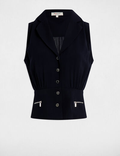 Sleeveless top navy blue women