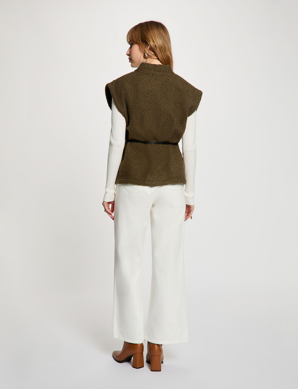 Sleeveless jacket khaki green women