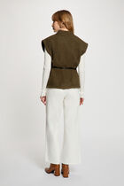 Sleeveless jacket khaki green women