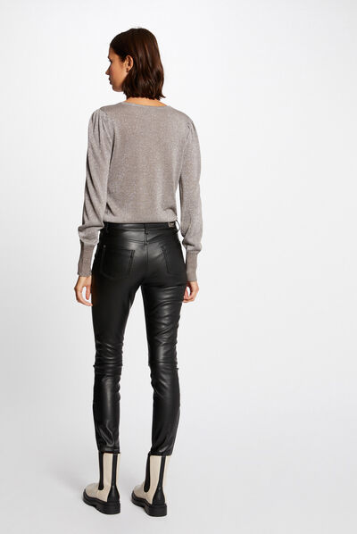 Long-sleeved jumper with buttons taupe ladies'