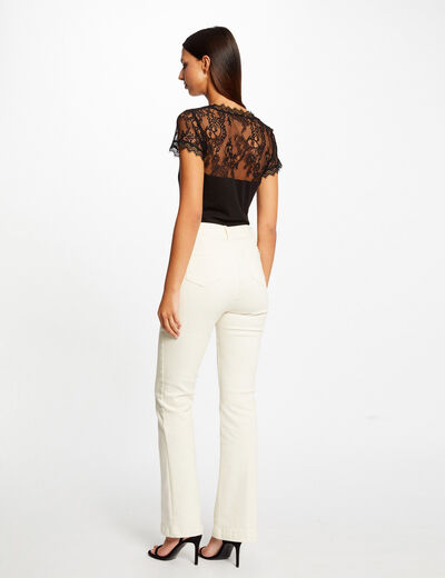 Short-sleeved t-shirt with lace black women