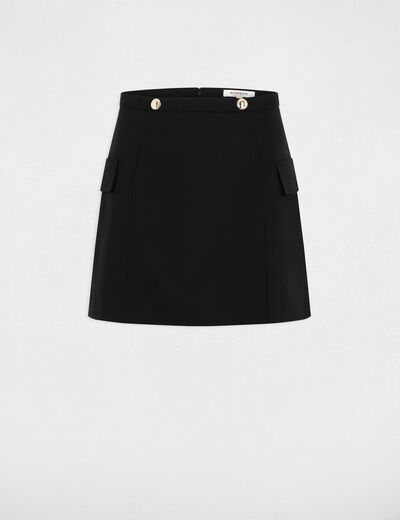 A-line skirt with flap pockets black ladies'