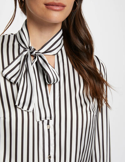 Striped tie neck shirt multico ladies'