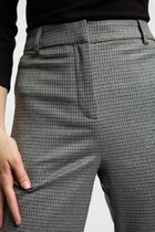 Fitted trousers check print mid-grey women