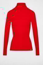 Pull col roulé ajusté rouge femme