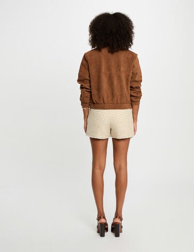 Suede jacket cognac brown women