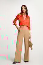 Pantalon large à pinces camel femme