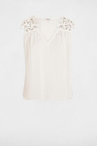 Top sans manches dentelle blanc femme