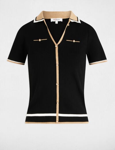 Jumper polo collar and short sleeves black women