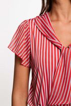 T-shirt with tie neck red women