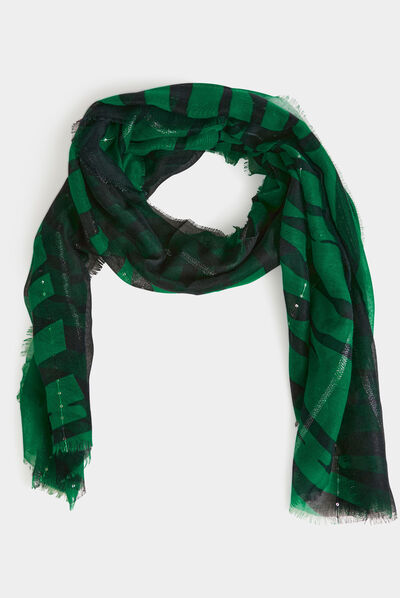 Scarf with zebra print green ladies'