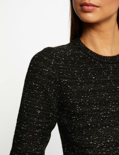 Fitted jumper dress with short sleeves black ladies'