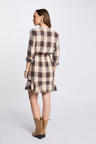 Robe portefeuille à carreaux multicolore femme