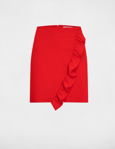 Mini skirt with ruffles red ladies'
