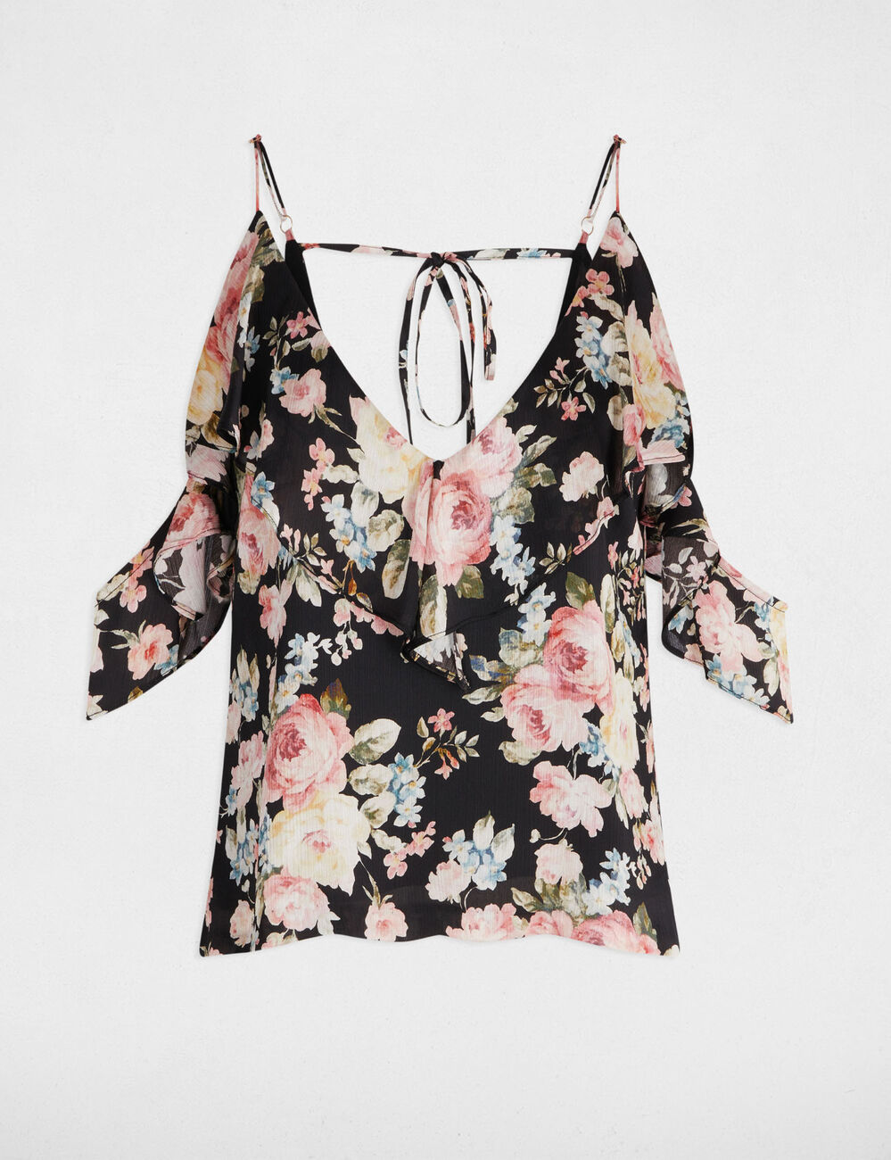 Printed top with ruffles multicolor women