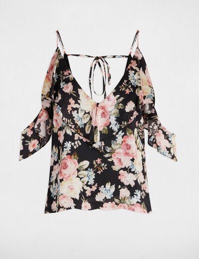 Printed top with ruffles multicolor women