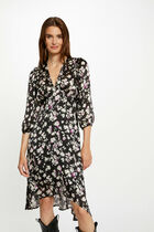 Straight dress with floral print multicolored women