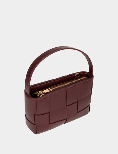 Woven faux leather bag bordeaux women