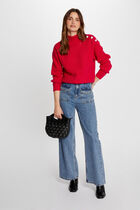 Long-sleeved jumper with buttons medium pink women