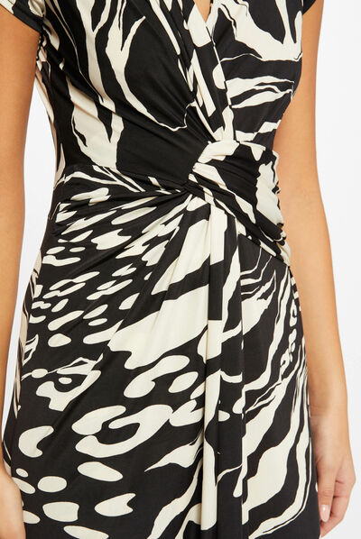 Maxi straight dress abstract print black ladies'