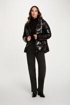 Shiny cropped puffer jacket black women