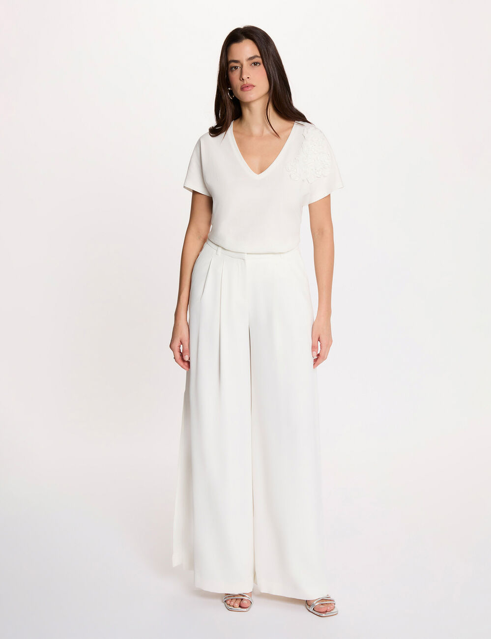 Flowy wide-leg trousers white women