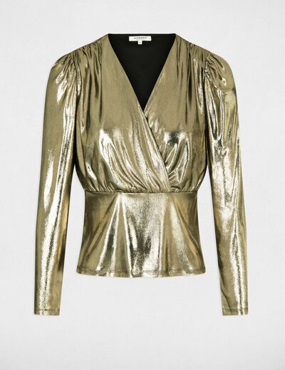 Long-sleeved t-shirt with wet effect gold ladies'