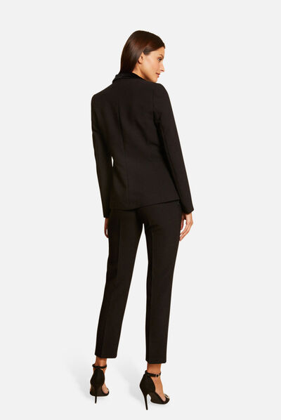 Waisted blazer with velvet details black ladies'