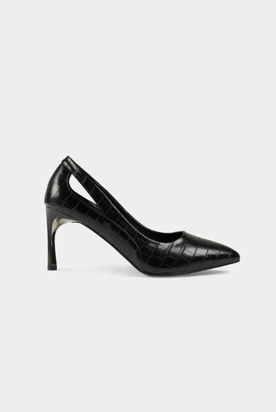 Croc stilettos with openings black ladies'