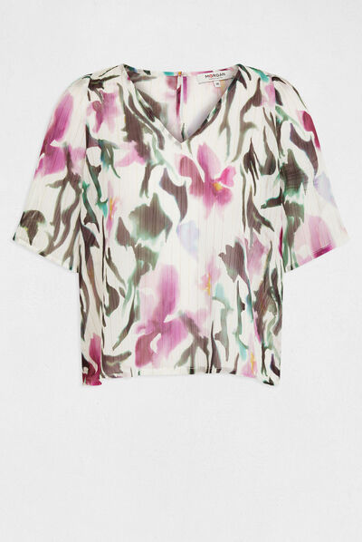 Short-sleeved blouse floral print multico ladies'
