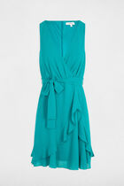 Wrap midi dress turquoise blue women