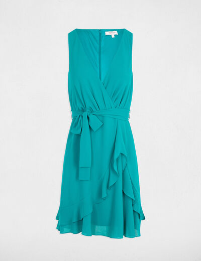 Wrap midi dress turquoise blue women
