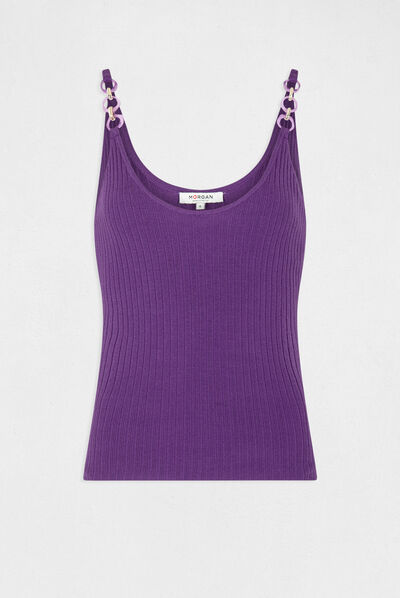 Jumper vest top with chain details dark purple ladies'
