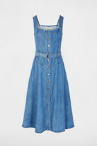 Midi dress with square neckline denim stone women