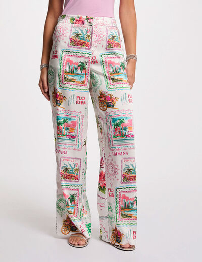 Printed wide-leg trousers multicolor women
